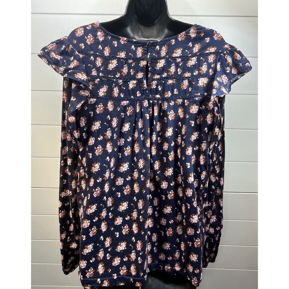 Dip Womens Floral Blouse 100% Organic Cotton Floral Womens XL Cottagecore Boho - Picture 4 of 10